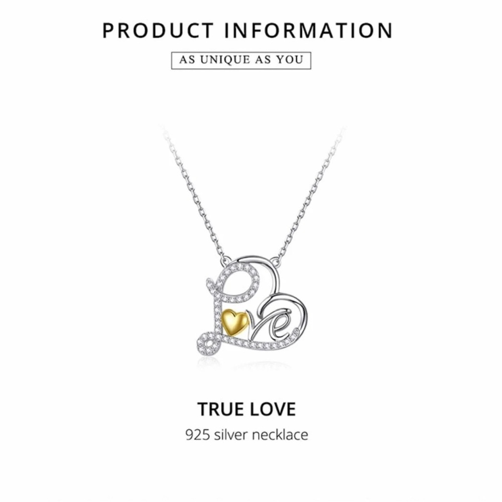 Classic Heart Necklace 925 Sterling Silver Ture Love CZ Necklace